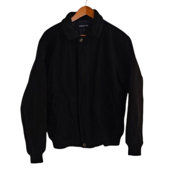 London Fog Wool Blend Men's Black Bomber Jacket size Medium - Picture 1 of 7